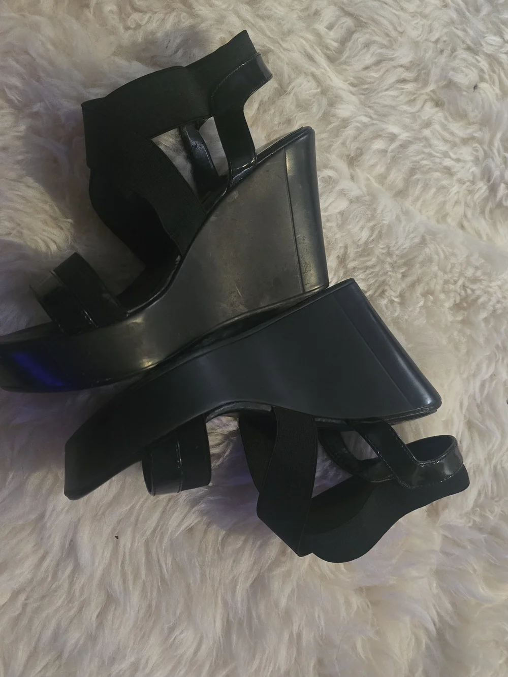 Charles By Charles David Black Wedge Sandals